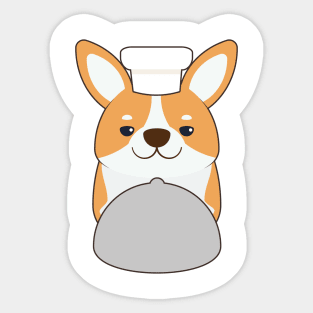Dog puppy as Cook with Platter Sticker